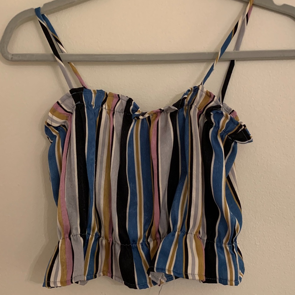 Multicolor Silk Striped Crop Top